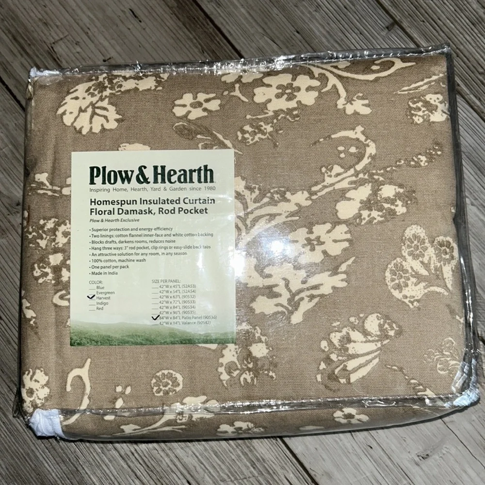 Floral Damask Rod-Pocket Homespun Insulated Curtain Panel